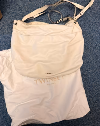 Borsa twinset bianca con manici e tracolla