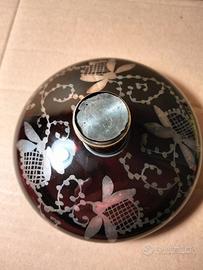 Coperchio vetro decorato argento