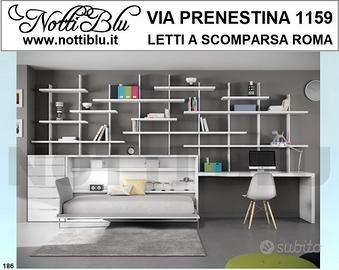 Letto a Scomparsa singolo con libreria Roma