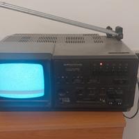 tv anni 70, con radio e registratore a cassette