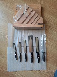 set di 6 coltelli con ceppo e tagliereTWIN Pollux 
