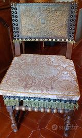 Set 4 Sedie Antiche in Legno e Pelle – Pezzi unici