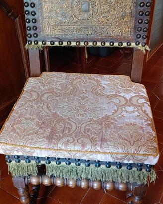 Set 4 Sedie Antiche in Legno e Pelle – Pezzi unici
