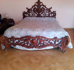 Struttura letto matrimoniale vintage legno