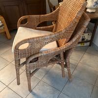 2 Poltroncine in vimini con cuscini