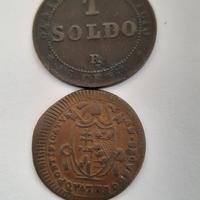 Lotto 2 monete Stato Pontificio quattrino/soldo 