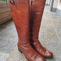 Stivali donna in pelle colore cuoio, taglia 41