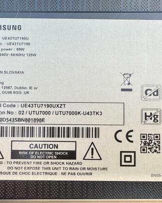 TV Samsung UE43TU7190UXZT LEGGI