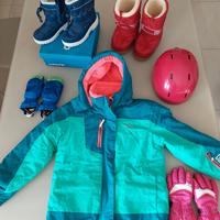 Giacca neve 7-9 anni +doposci 29/31 +casco +guanti