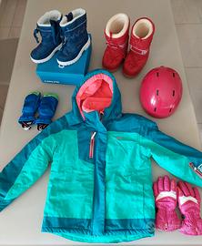Giacca neve 7-9 anni +doposci 29/31 +casco +guanti