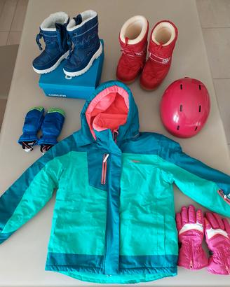 Giacca neve 7-9 anni +doposci 29/31 +casco +guanti