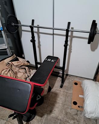 panca ise con bilanciere e 40kg di dischi 