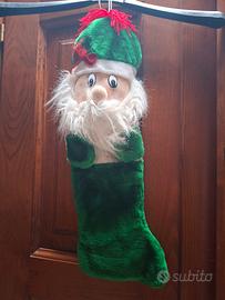 calza befana in pelliccia con babbo natale 
