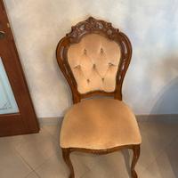6 sedie in legno pregiato foderate