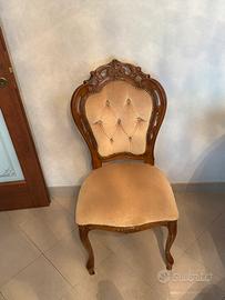 6 sedie in legno pregiato foderate