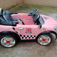 Auto elettrica rosa bambina stile Mini Cooper
