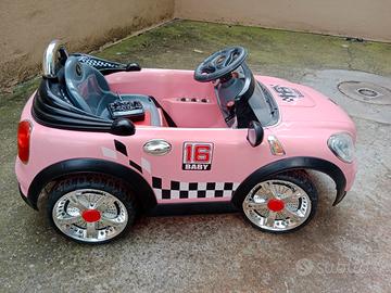 Auto elettrica rosa bambina stile Mini Cooper