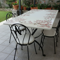 TAVOLO IN PIETRA LAVICA MIS. 200X100 CM. COMPLETO