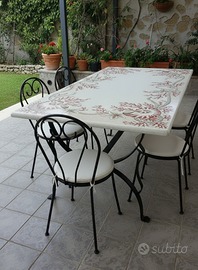 TAVOLO IN PIETRA LAVICA MIS. 200X100 CM. COMPLETO