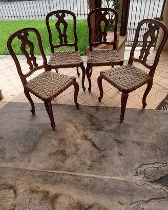 in blocco 4 sedie in legno di noce 