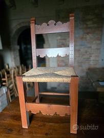 Set 8 sedie in legno massello con seduta impagliat