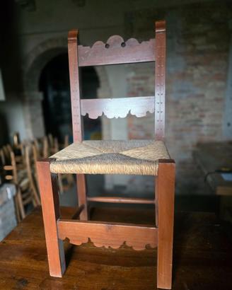 Set 8 sedie in legno massello con seduta impagliat