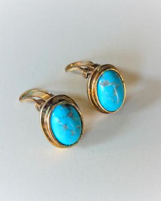 Orecchini clip turchese dorati