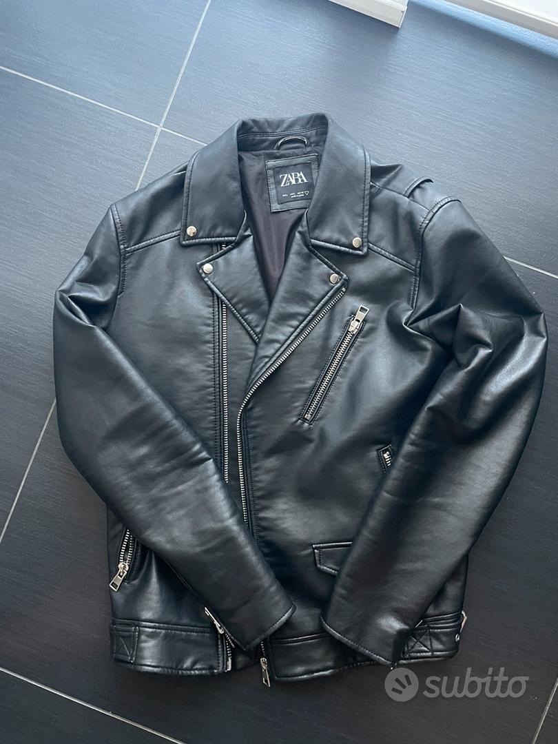 Giacca in pelle nera ZARA Taglia L Abbigliamento e Accessori