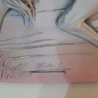 Scultura firmata, i due cavalli in resina 