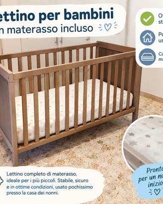 Lettino in legno per bambini con materasso