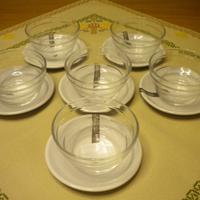 6 CIOTOLE VETRO TRASPARENTE+PIATTINO BIANCO