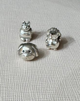 Lotto 3 Charm PANDORA Animali Argento 925