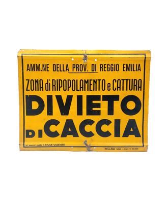 Cartello divieto di caccia vintage originale. 