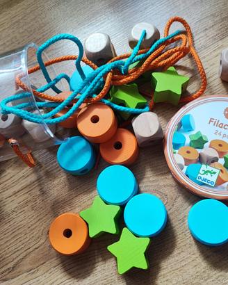 Gioco forme legno + blocchi costruzione morbidi