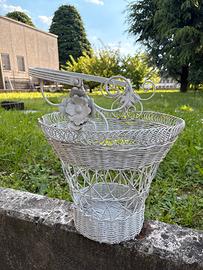 Portavaso cesto intrecciato ferro