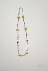 Collana lunga Yaya 100 cm metallo e resina gialla