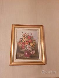 Quadro Fiori Natura Morta 55x45 Cornice Oro