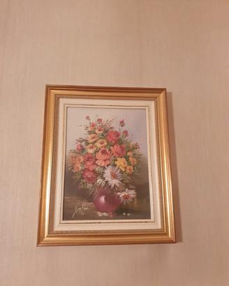 Quadro Fiori Natura Morta 55x45 Cornice Oro