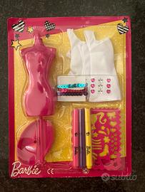 Barbie stilista set con abiti manichino paillettes