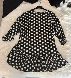 Vestito corto a pois Zara Basic con balza-Taglia S