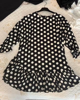 Vestito corto a pois Zara Basic con balza-Taglia S
