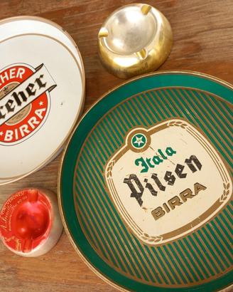 2 vassoi + 2 posacenere da bar - vintage