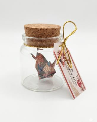 bomboniera creativa gru origami con bottiglietta 