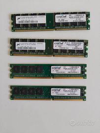 Kit Vintage 2gb RAM DDR1 Crucial (4x512MB)
