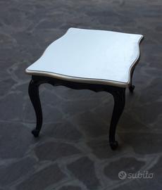 Tavolino legno noce  ristrutturato bianco e nero 