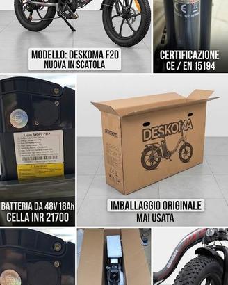 E-Bike Deskoma F20 nuova