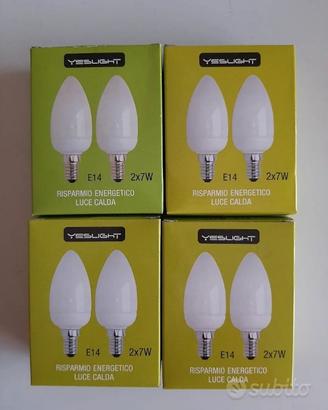 8 lampadine candela fluorescenti compatte 