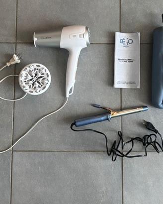 Asciuga capelli + difensore + arricciacapelli 