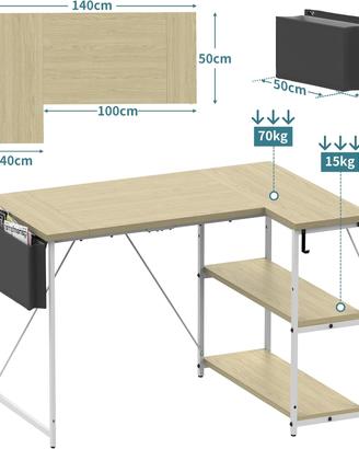 Scrivania ad Angolo Reversibile 140cm