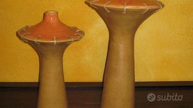 2 porta candele in ceramica a fungo